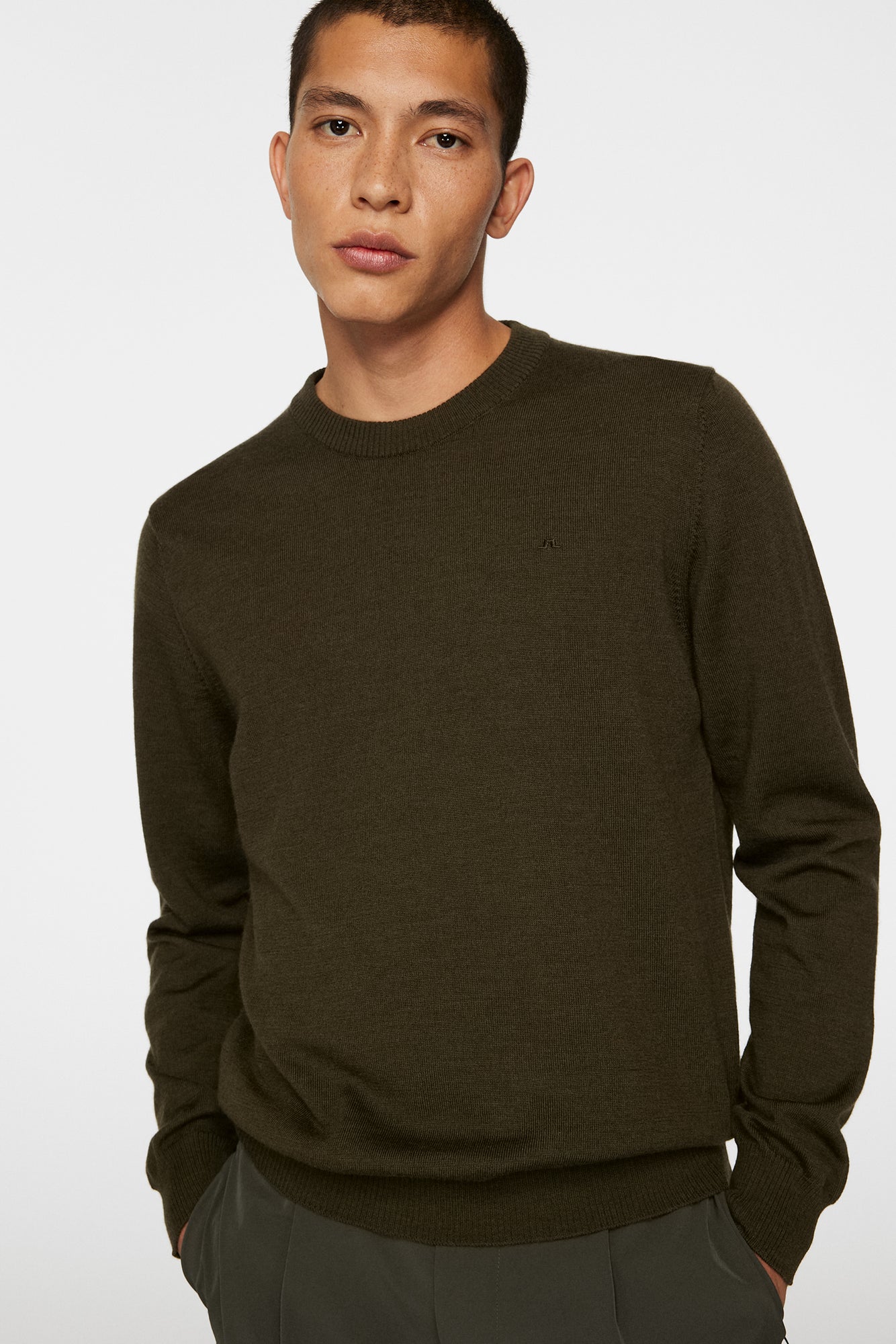 Men | Keane Merino Crew Neck Sweater | Forest Green