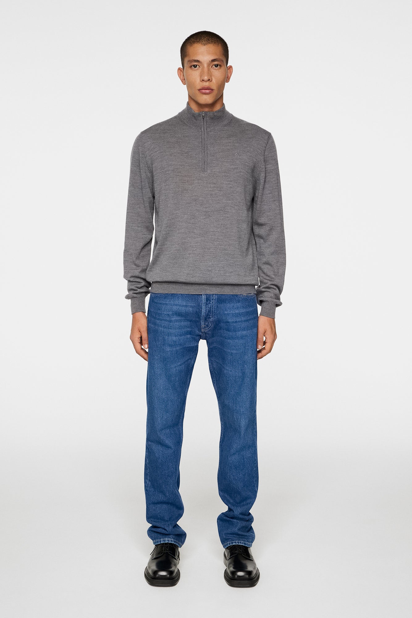 Men | Kiyan Quarter Zip Sweater | Mid Grey Melange