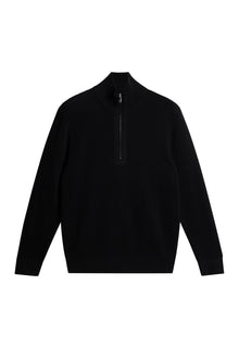 Alex Half Zip Knitted Sweater in Black by J.Lindeberg