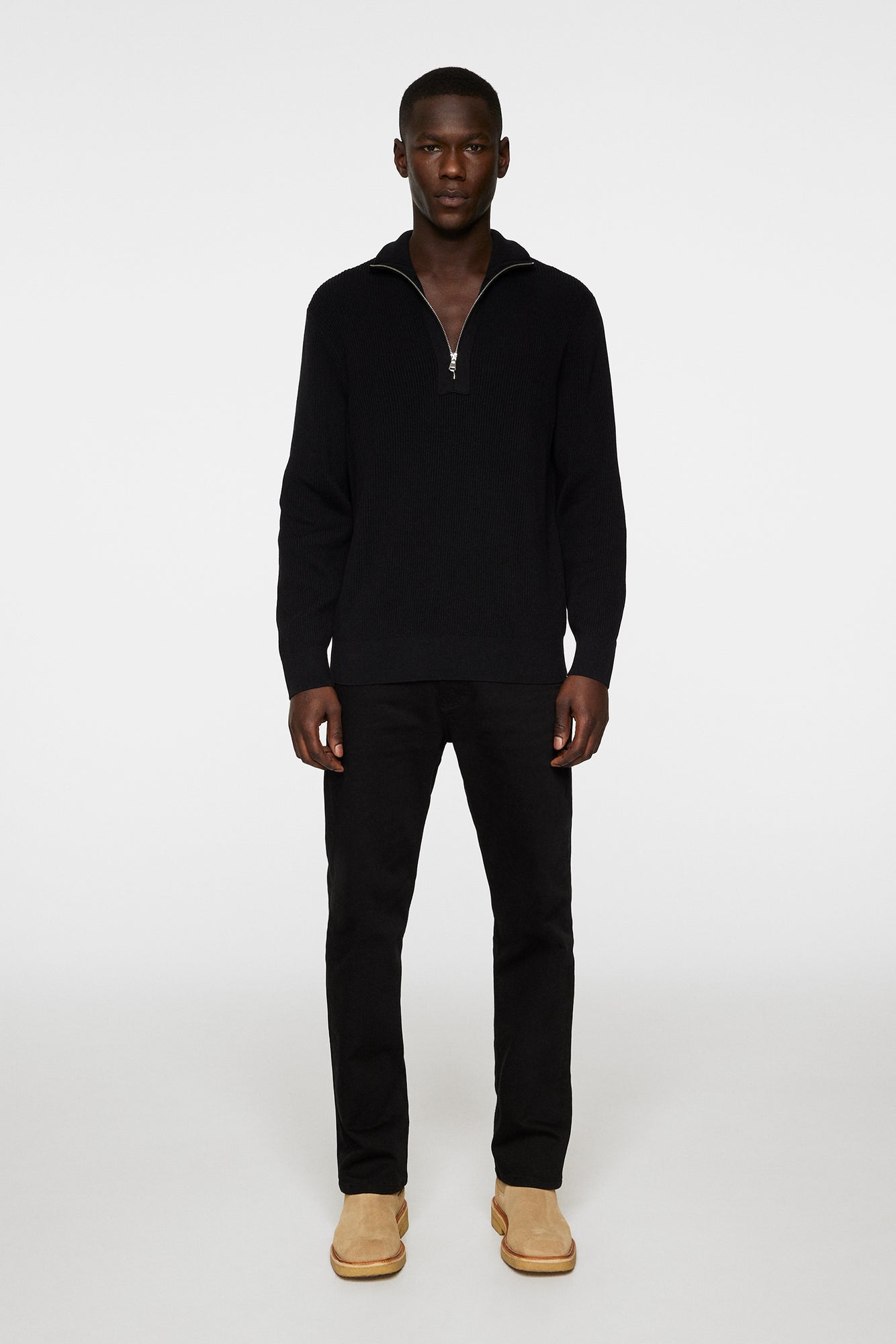 Men | Alex Half Zip Knitted Sweater | Black