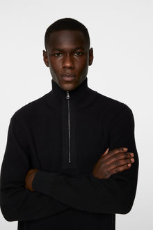 Men | Alex Half Zip Knitted Sweater | Black