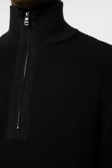 Men | Alex Half Zip Knitted Sweater | Black