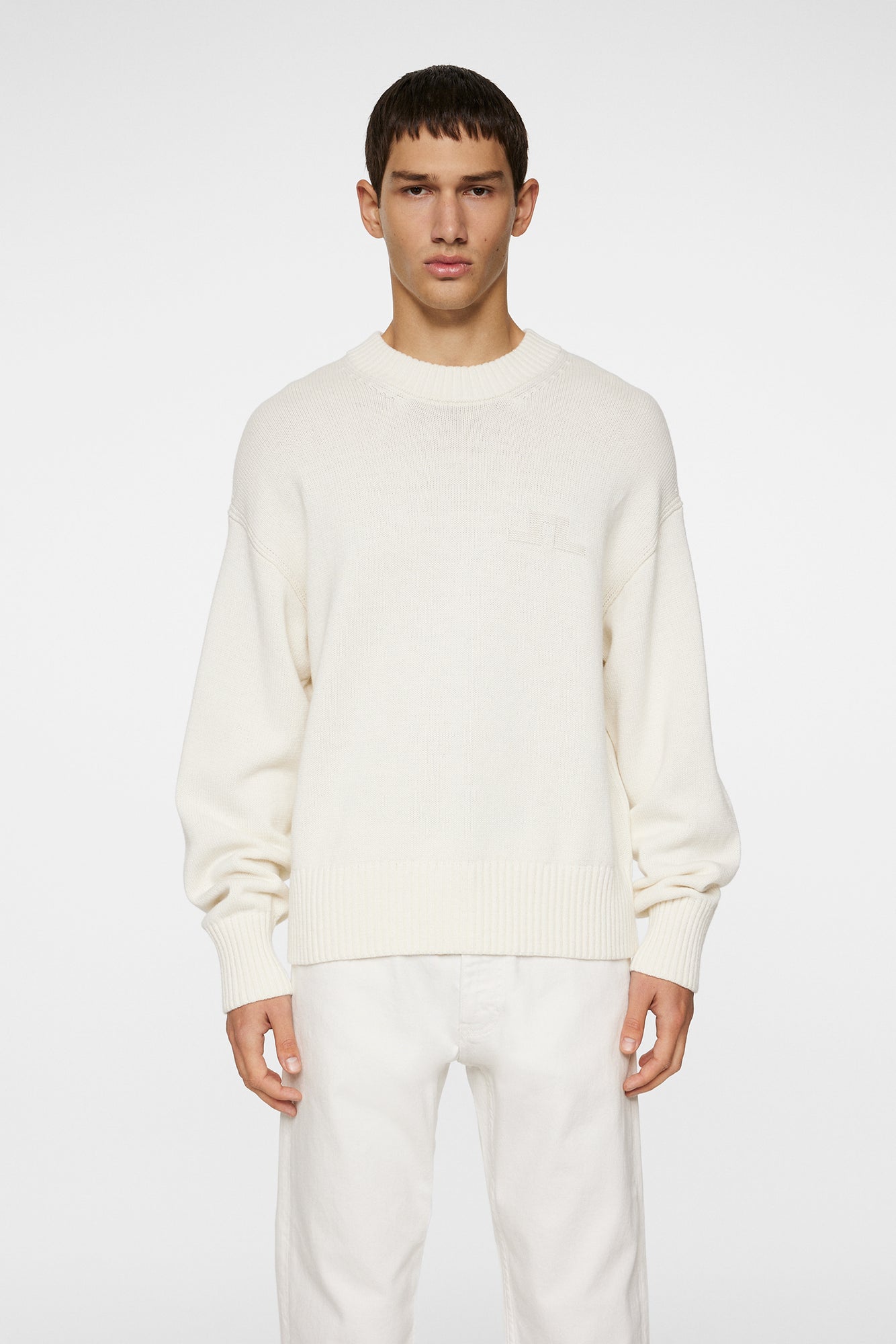 Men | Eddy Cotton Wool Crew Neck | White