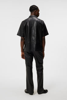 Men | Shorty Leather Overshirt | Black