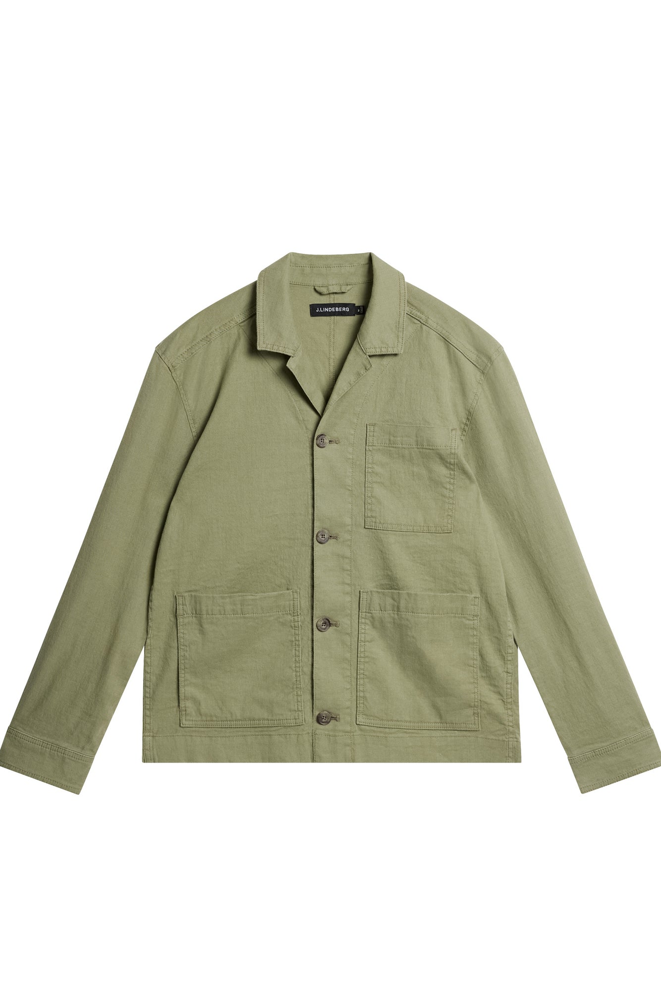 Men | Errol Linen workwear overshirt | Oil Green