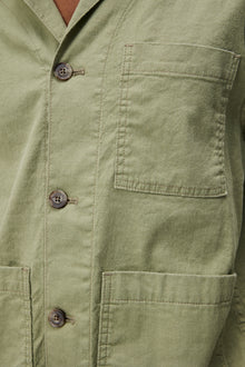 Men | Errol Linen workwear overshirt | Oil Green