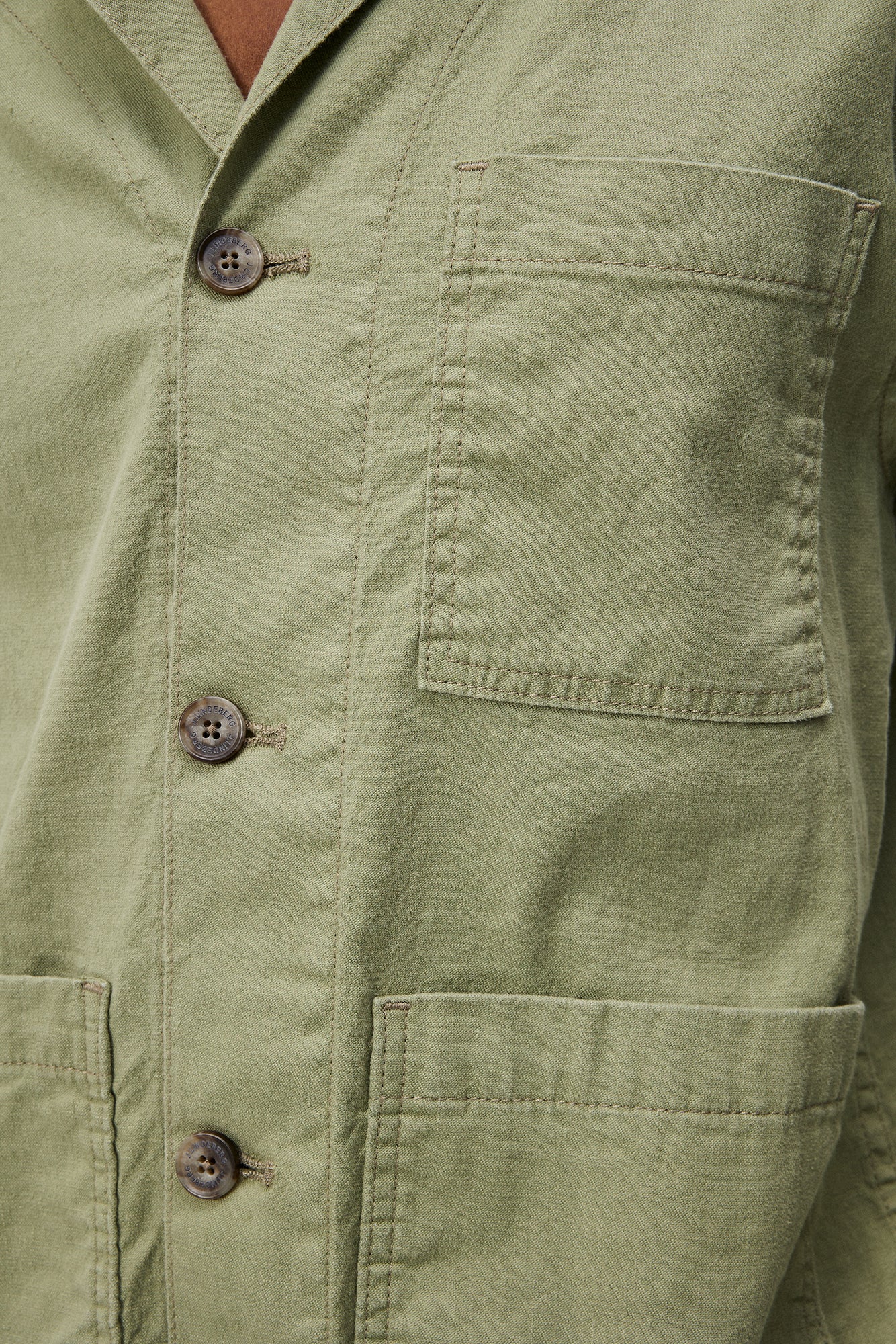 Men | Errol Linen workwear overshirt | Oil Green