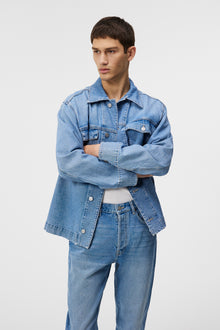 Men | Hunt Washed Denim Overshirt | Mid Blue