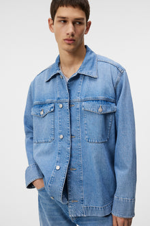 Men | Hunt Washed Denim Overshirt | Mid Blue