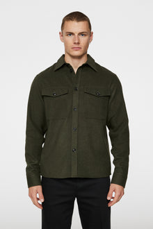 Men | Flat Wool Overshirt | Forest Green