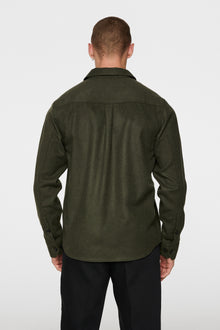 Men | Flat Wool Overshirt | Forest Green