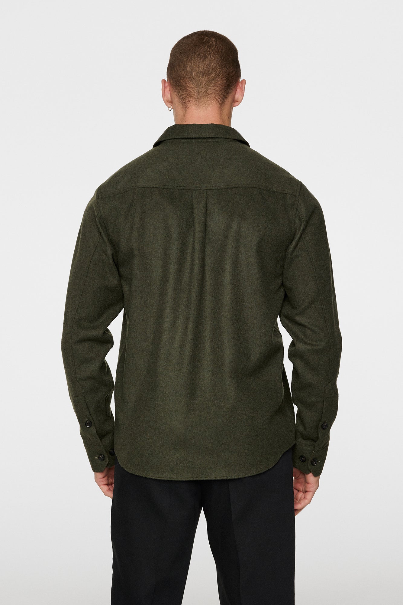 Men | Flat Wool Overshirt | Forest Green