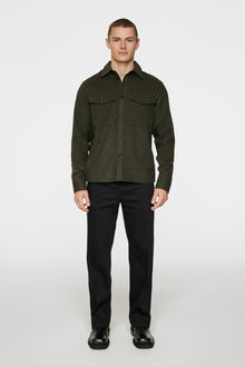 Men | Flat Wool Overshirt | Forest Green