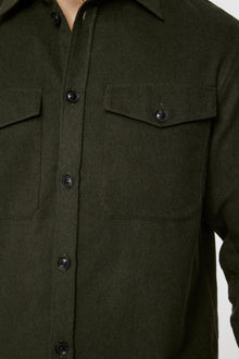 Men | Flat Wool Overshirt | Forest Green