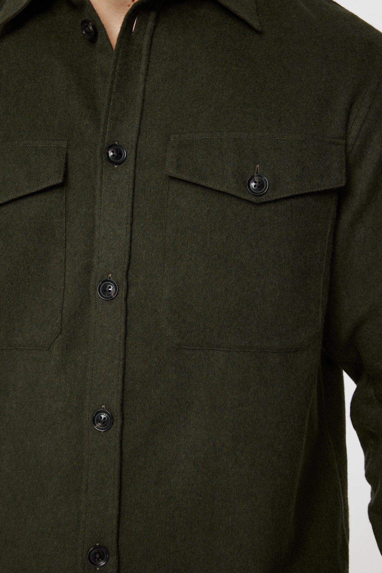 Men | Flat Wool Overshirt | Forest Green