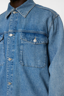Men | Hunt Washed Denim Overshirt | Light Blue