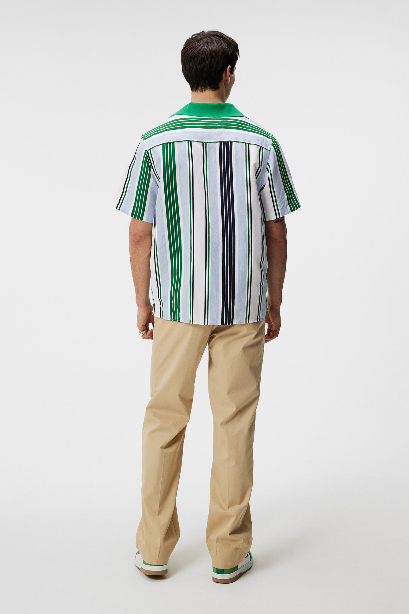 Men | Skala Knit Collar Stripe Shirt | Estate Blue