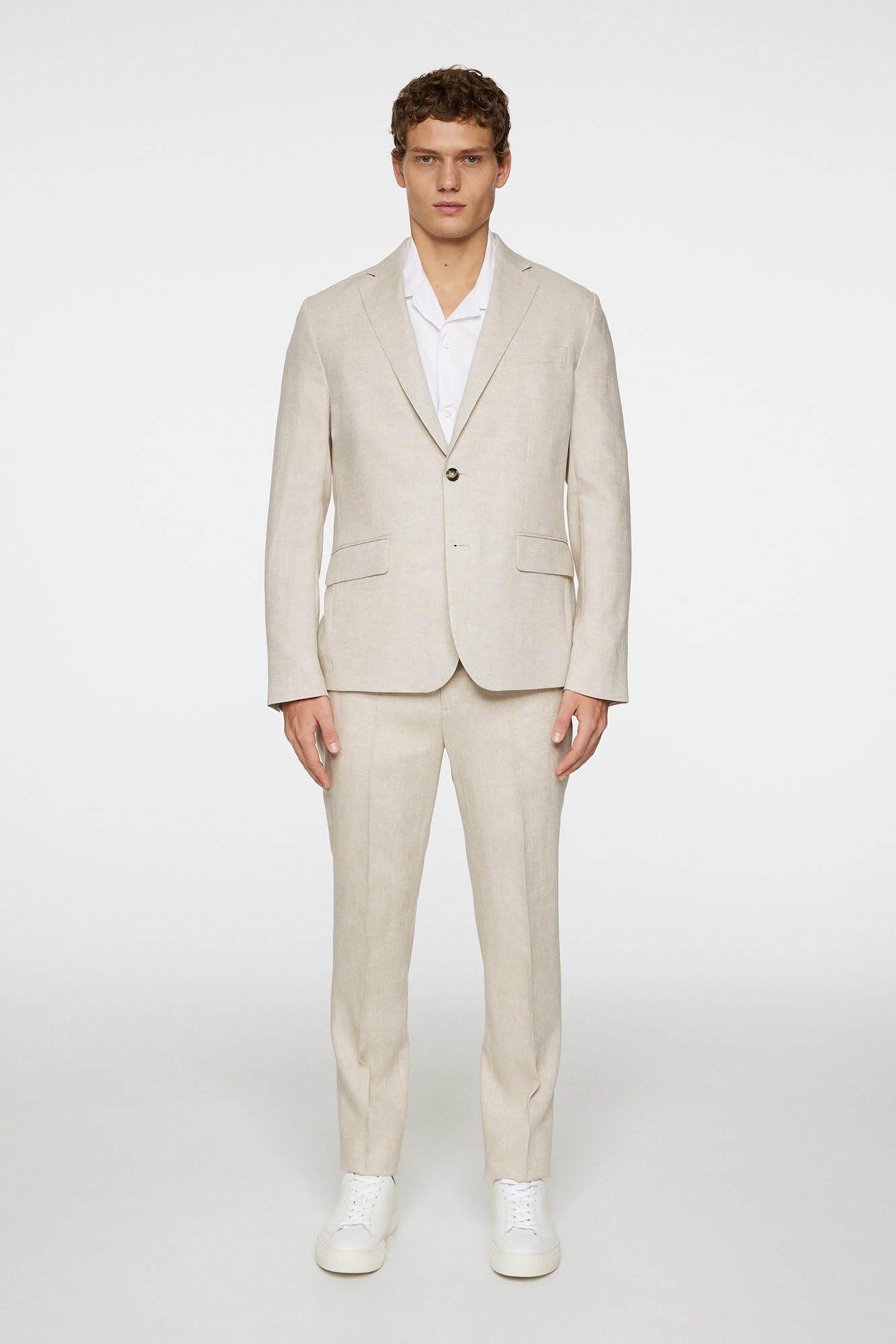 Men | Elton U Super Linen Blazer | Moonbeam