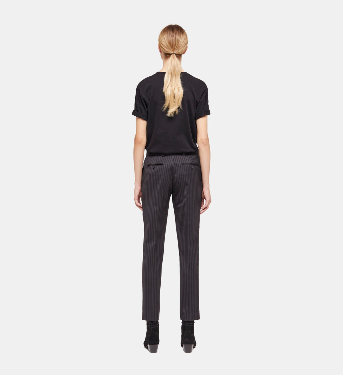 Striped Wool Suit Pants | Women | Black Grey