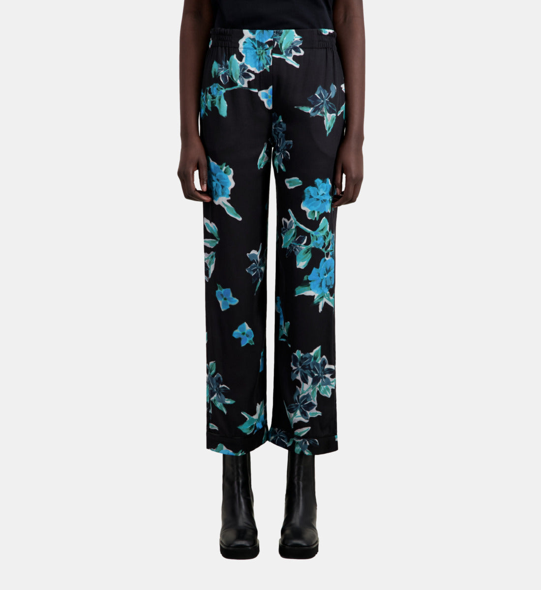 Printed Trouser | Women | Black Blue