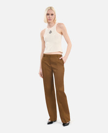 Loose-Fitting Brown Suit Trousers | Women | Khaki