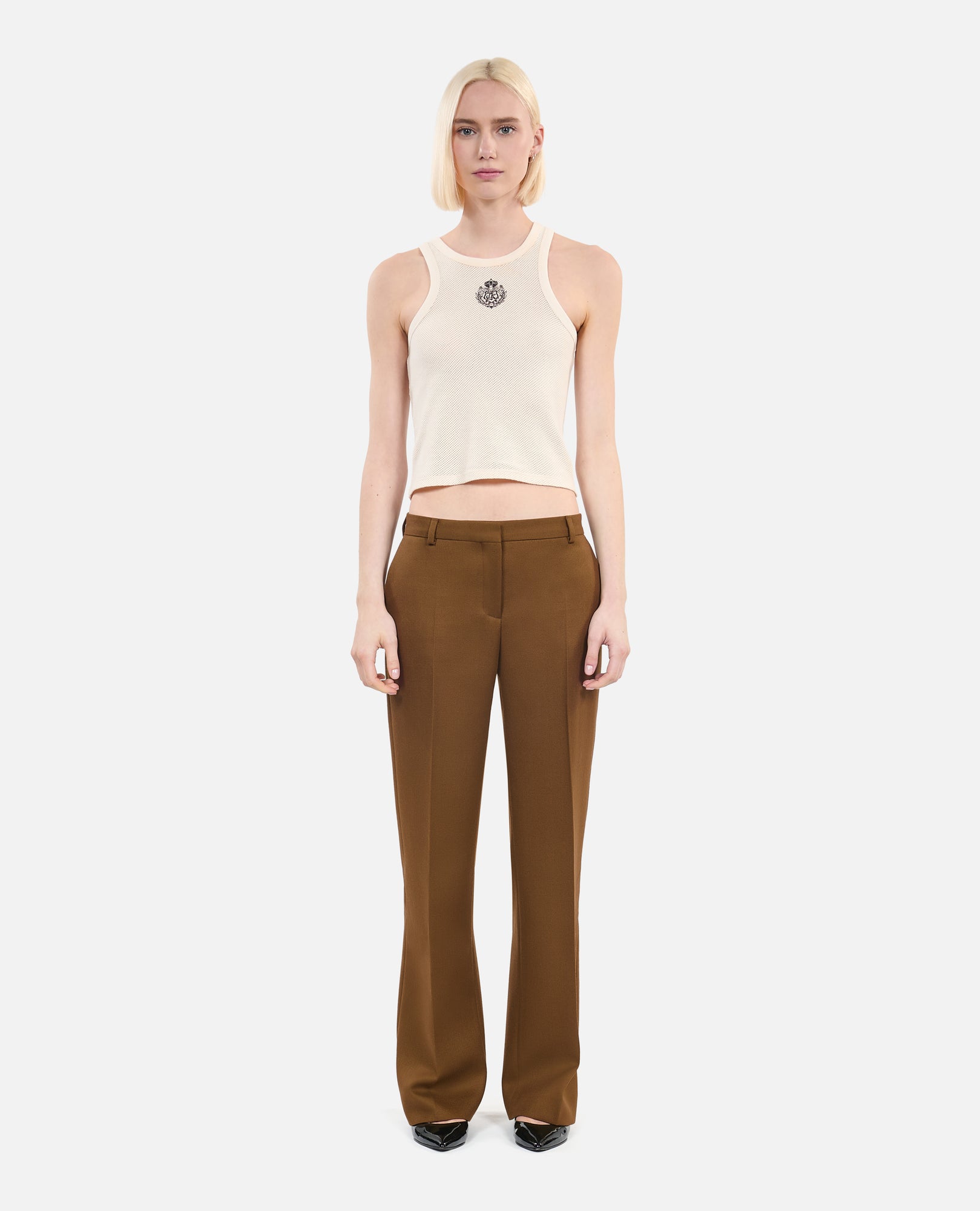 Loose-Fitting Brown Suit Trousers | Women | Khaki