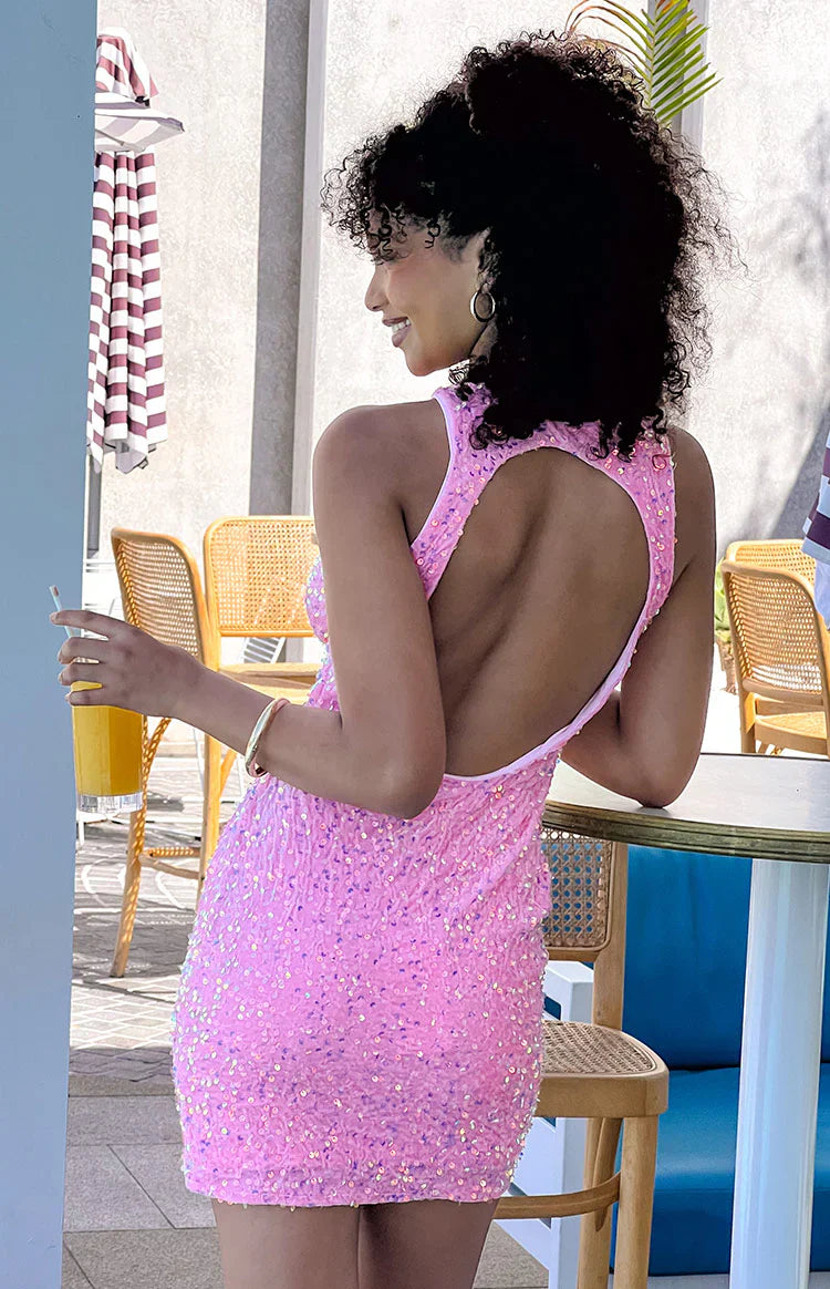 Franco Sequin Mini Dress | Pink
