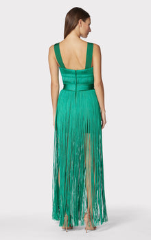 Contour Bust Wide Strap Fringe Gown | Cypress