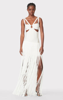 Strappy Fringe Gown With Cut Out | Alabaster