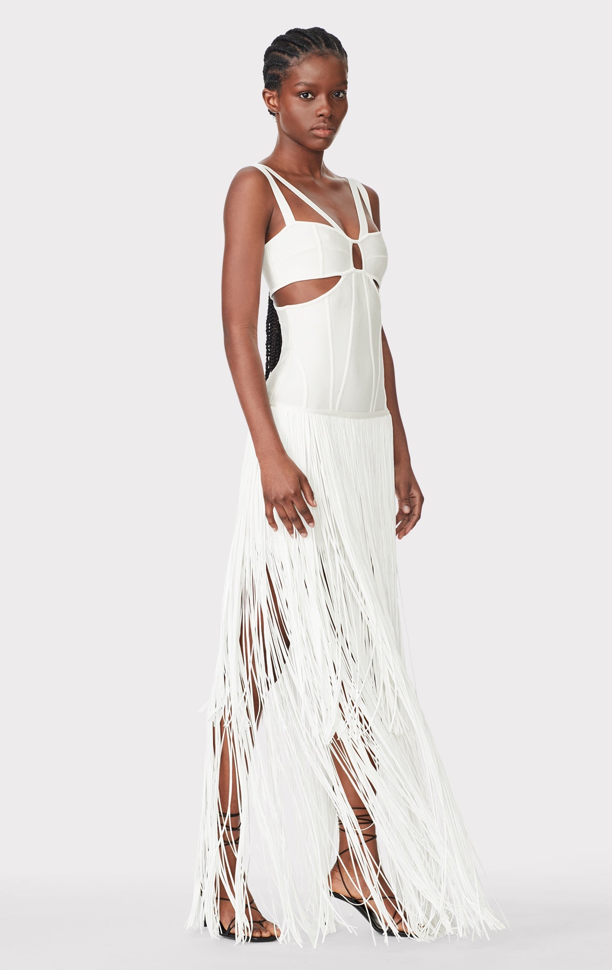 Strappy Fringe Gown With Cut Out | Alabaster