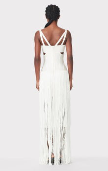 Strappy Fringe Gown With Cut Out | Alabaster