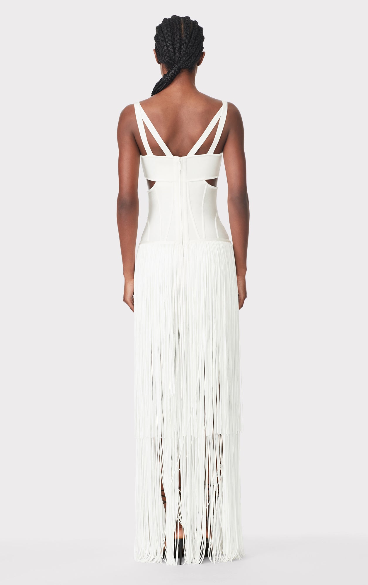 Strappy Fringe Gown With Cut Out | Alabaster