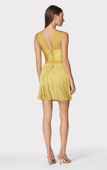 Crossover Halter Fringe Mini Dress | Goldenrod