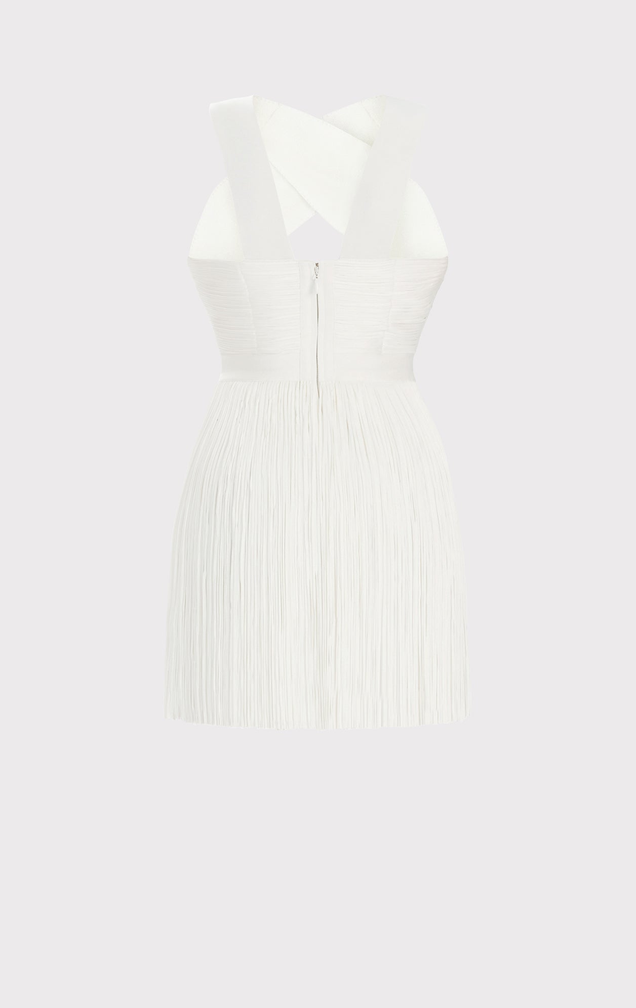 Crossover Halter Fringe Mini Dress | Alabaster