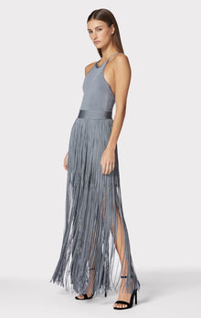 Strappy Halter Fringe Gown | Cinder