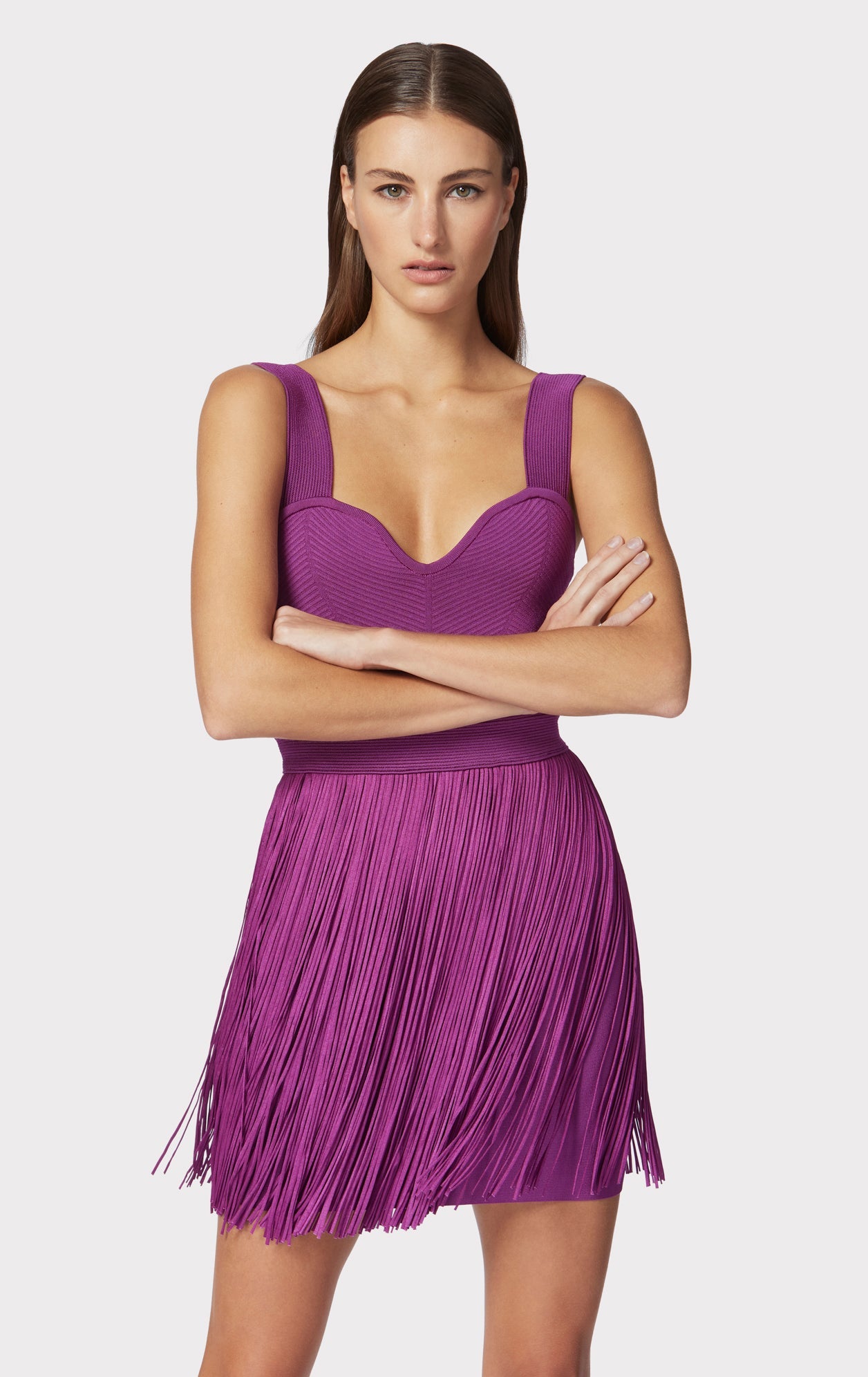 Fringe Ottoman Sweetheart Mini Dress | Mulberry