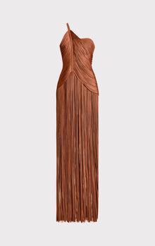 Draped Fringe One Shoulder Gown | Ginger