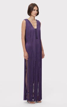 Plunging Fringe Gown | Plum