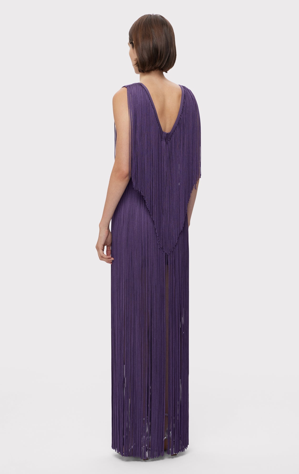 Plunging Fringe Gown | Plum