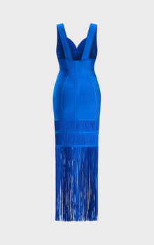 Sweetheart Fringe Gown | Bright Blue