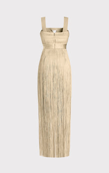 Contour Bust Metallic Fringe Gown | Metallic Gold