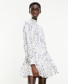 Short Printed Dress With Long Sleeves | Women | Ecru x Lavender