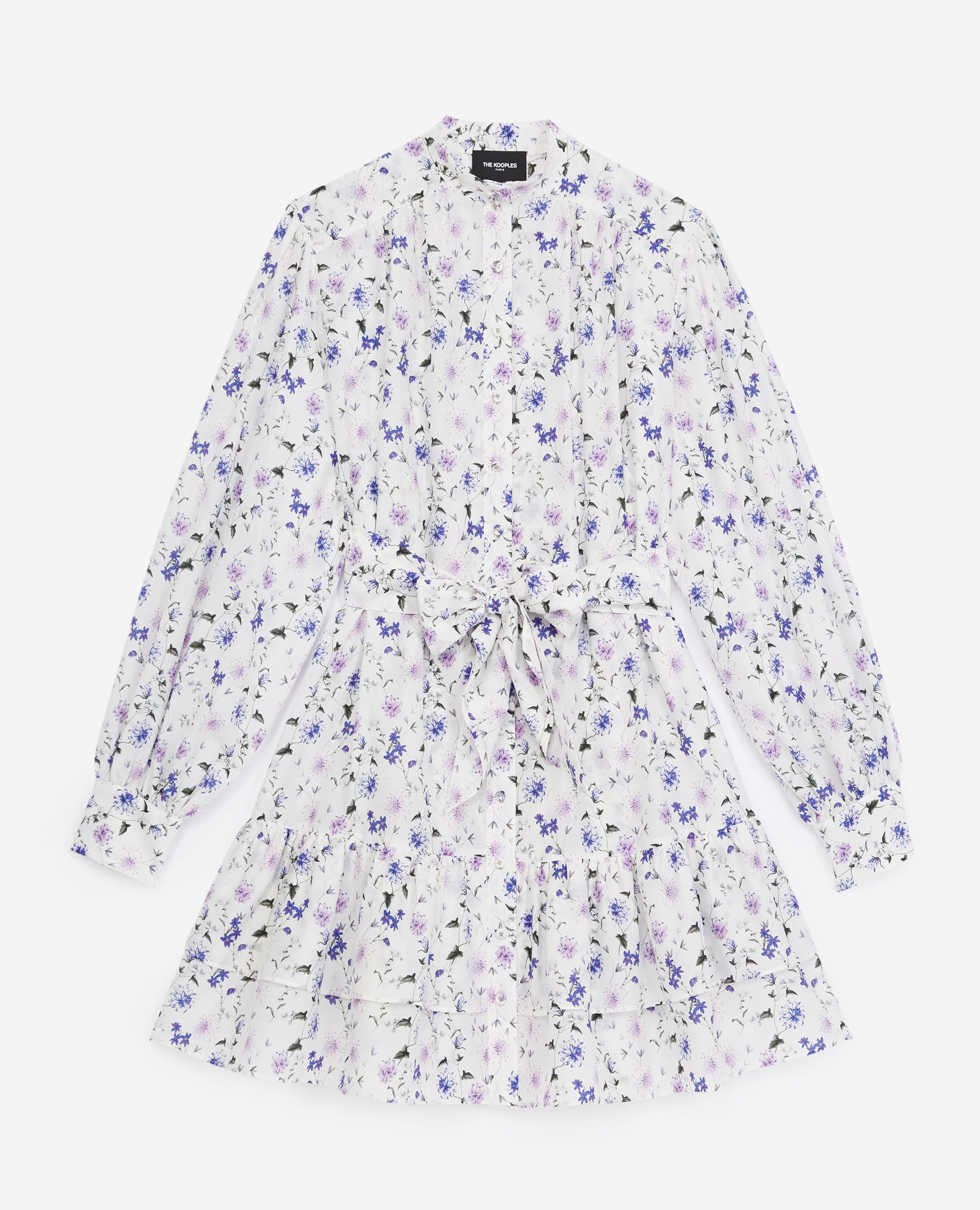 Short Printed Dress With Long Sleeves | Women | Ecru x Lavender