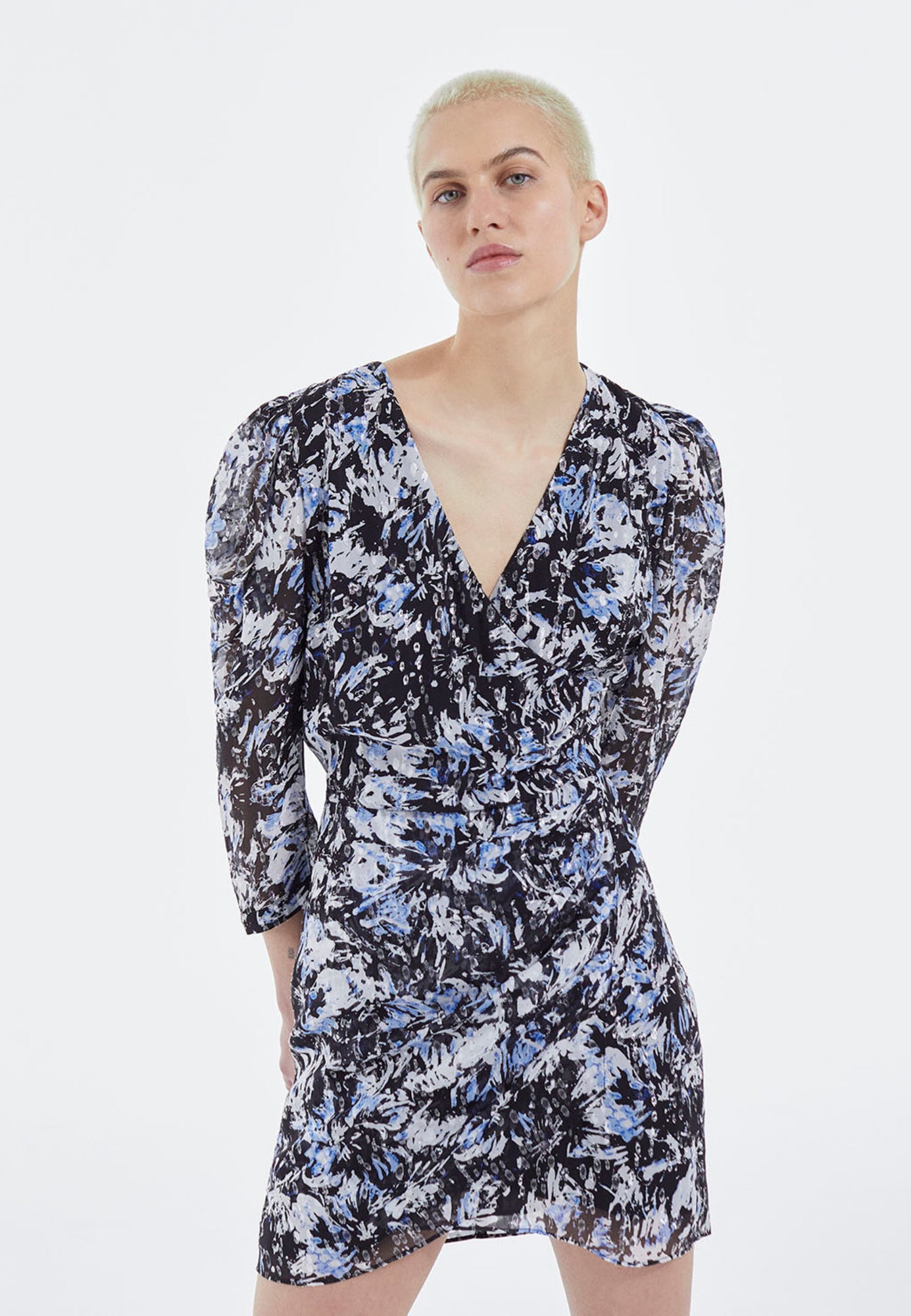 Short Printed Dress | Women | Blue White