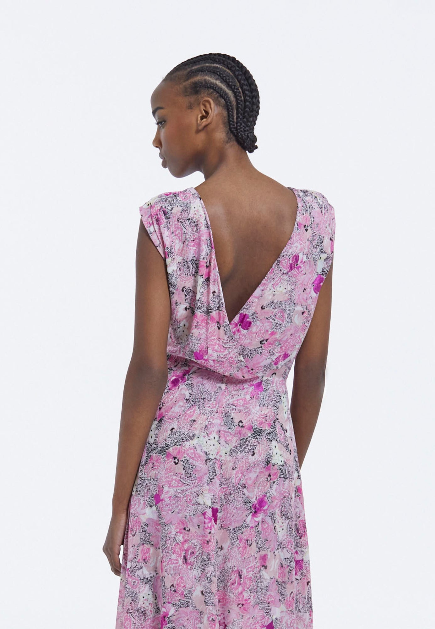 Long Flowing Dress With Floral Print | Women | Pink