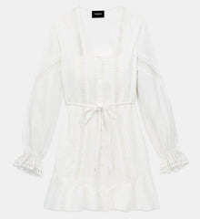 Short Light Dress With Embroidery | Women | Off White