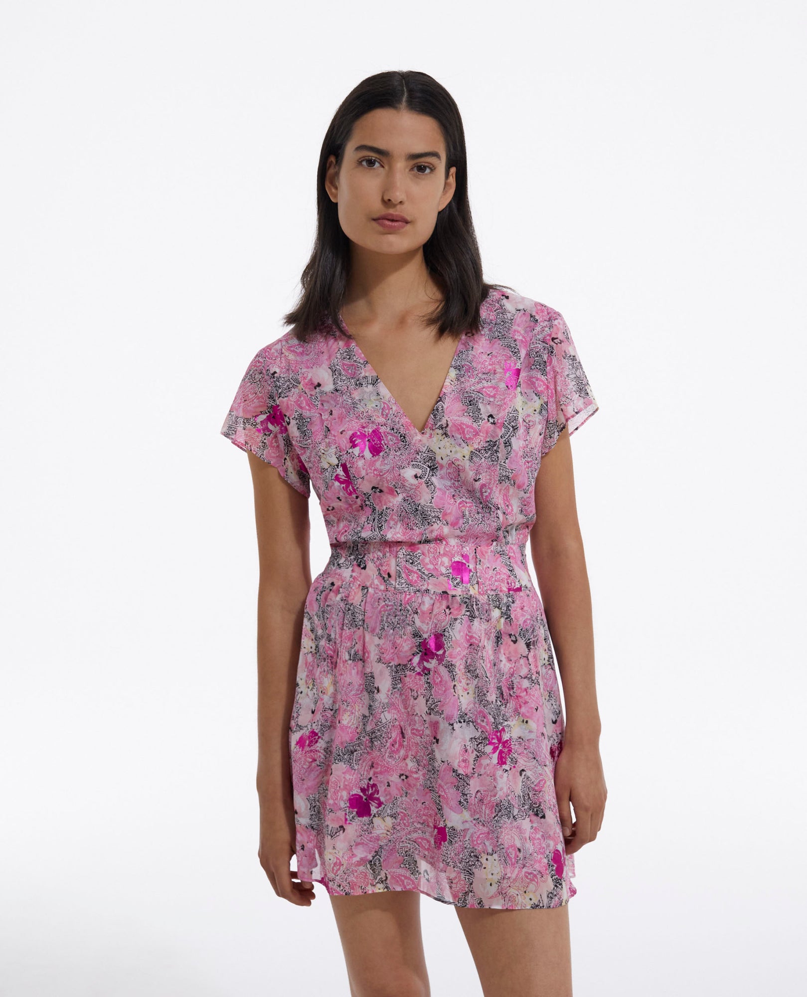 Printed Short-Sleeve Dress | Women | Pink