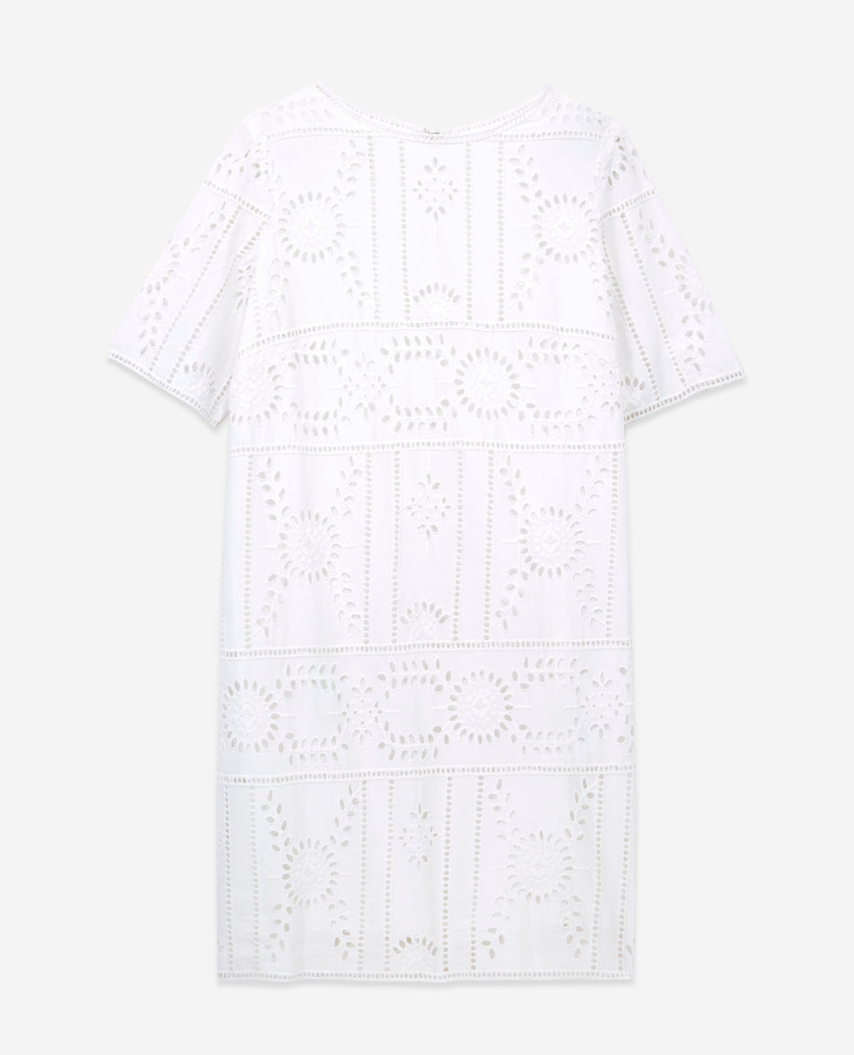 Short Embroidered Dress With Crew Neck | Women | White