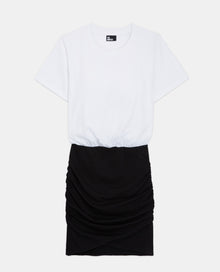 Short Two-Tone Cotton Dress | Women | Black x White