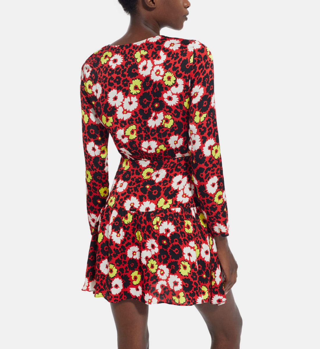 Floral Print Short Dress | Women | Red x Yellow